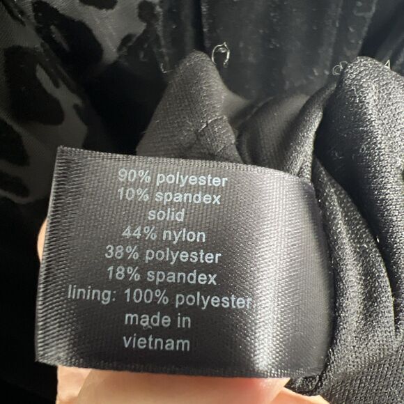 Lane Bryant Velvet Burnout Black Leopard Print Midi Dress Size 14/16 Puff Sleeve - Picture 9 of 12